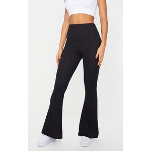 Black Ribbed Flared Trousers